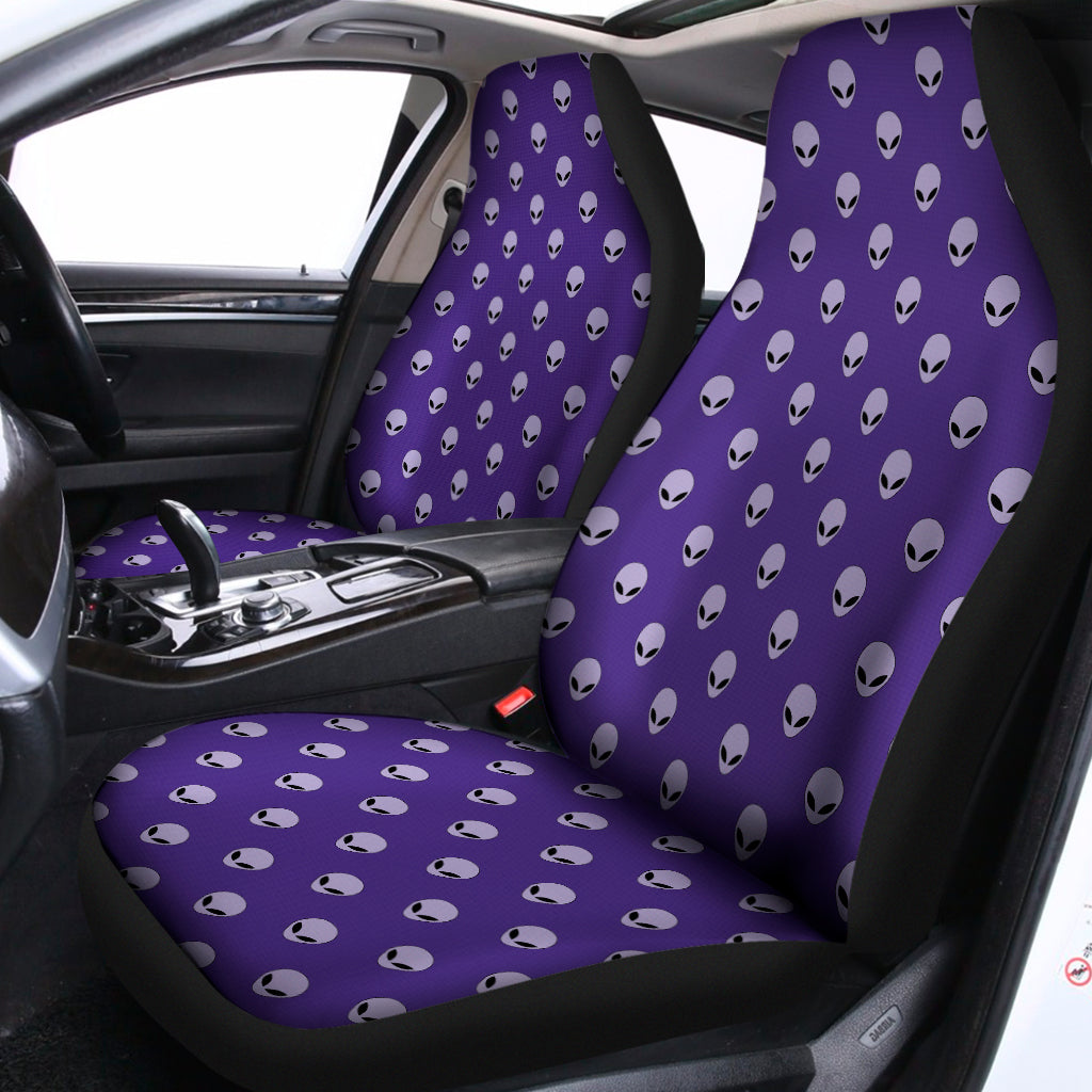 Purple Alien Face Pattern Print Universal Fit Car Seat Covers