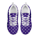 Purple Alien Face Pattern Print White Sneakers