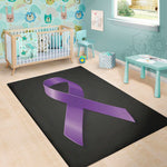 Purple All Cancer Awareness Ribbon Print Area Rug