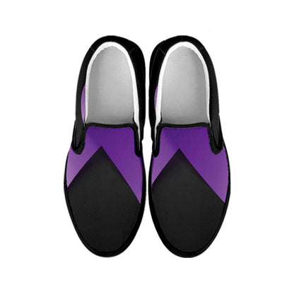 Purple All Cancer Awareness Ribbon Print Black Slip On Shoes