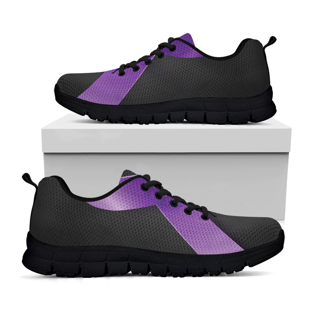 Purple All Cancer Awareness Ribbon Print Black Sneakers