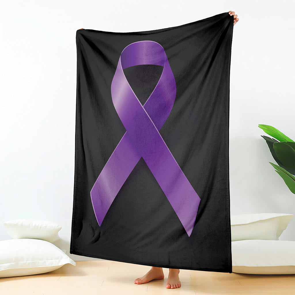Purple All Cancer Awareness Ribbon Print Blanket