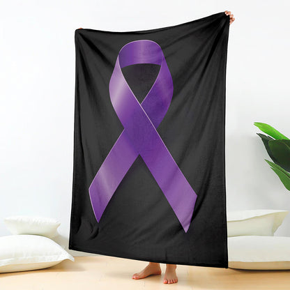 Purple All Cancer Awareness Ribbon Print Blanket