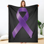 Purple All Cancer Awareness Ribbon Print Blanket