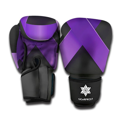 Purple All Cancer Awareness Ribbon Print Boxing Gloves