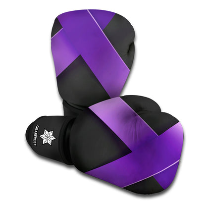 Purple All Cancer Awareness Ribbon Print Boxing Gloves