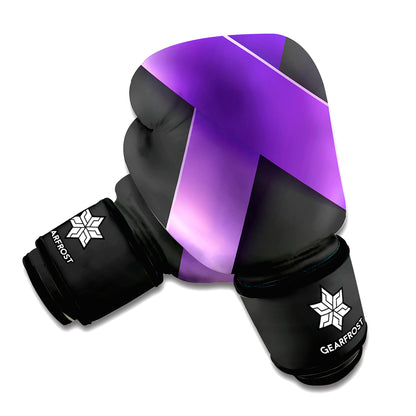 Purple All Cancer Awareness Ribbon Print Boxing Gloves