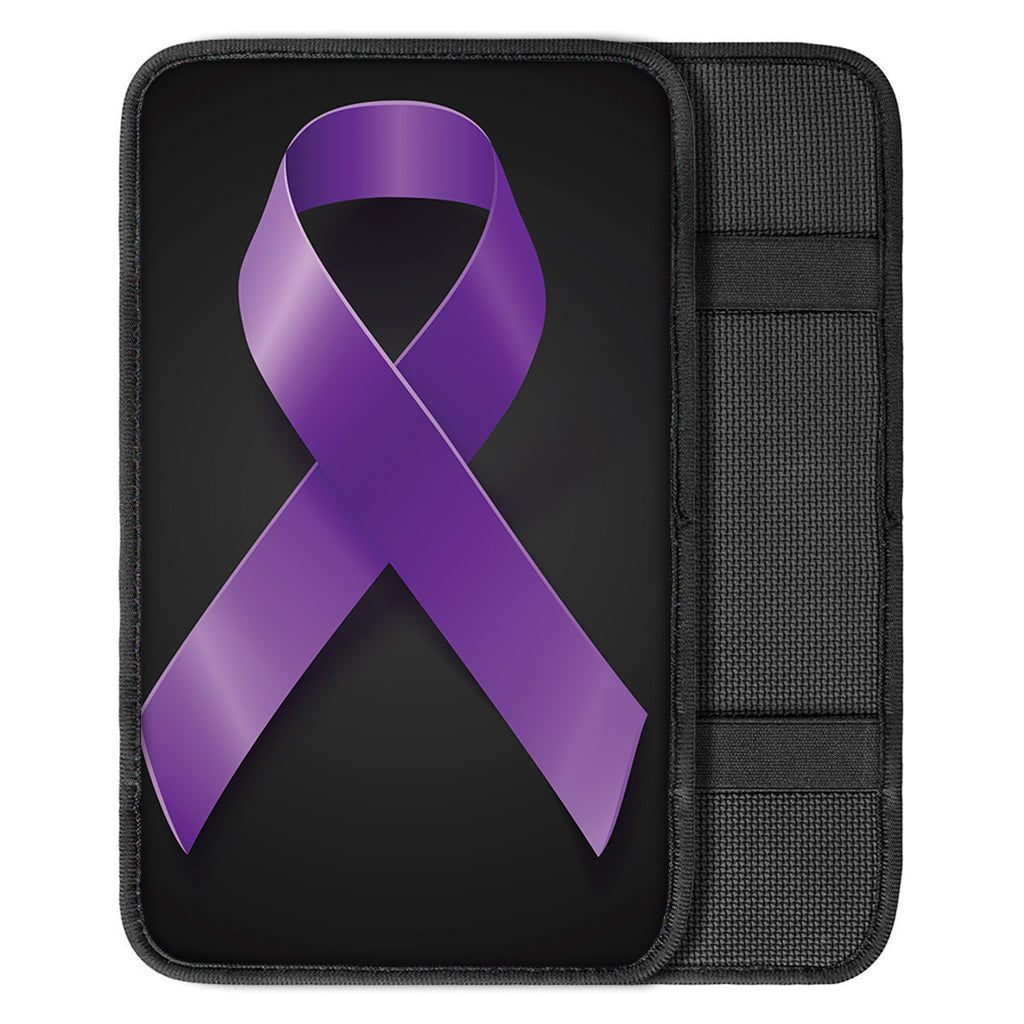 Purple All Cancer Awareness Ribbon Print Car Center Console Cover