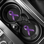 Purple All Cancer Awareness Ribbon Print Car Coasters