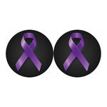 Purple All Cancer Awareness Ribbon Print Car Coasters