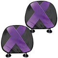 Purple All Cancer Awareness Ribbon Print Car Headrest Covers