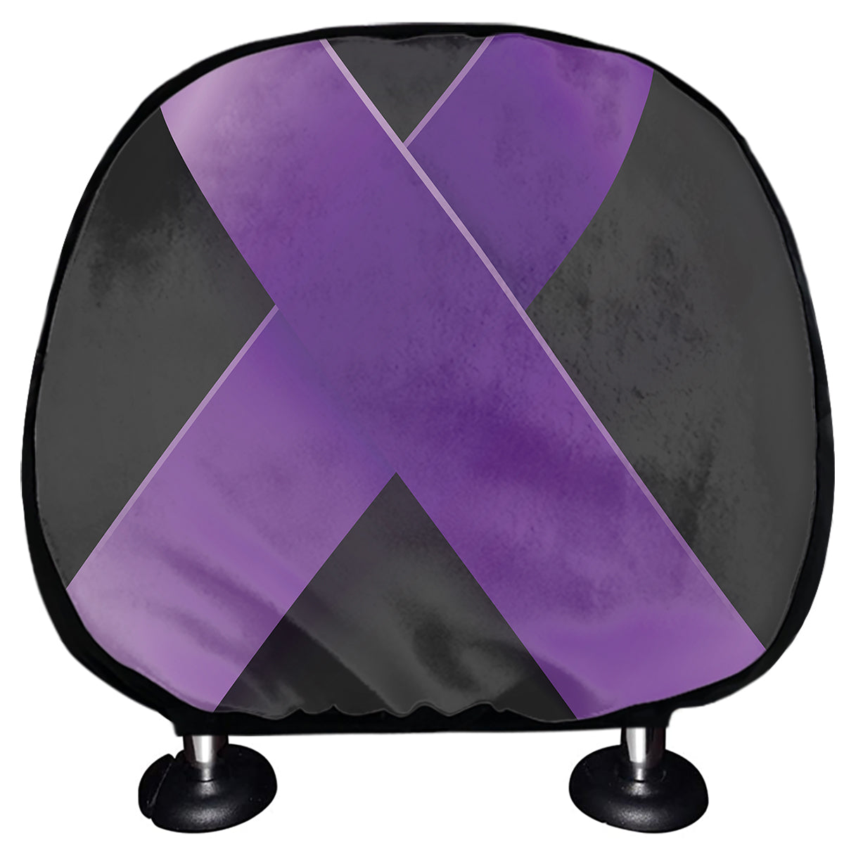 Purple All Cancer Awareness Ribbon Print Car Headrest Covers