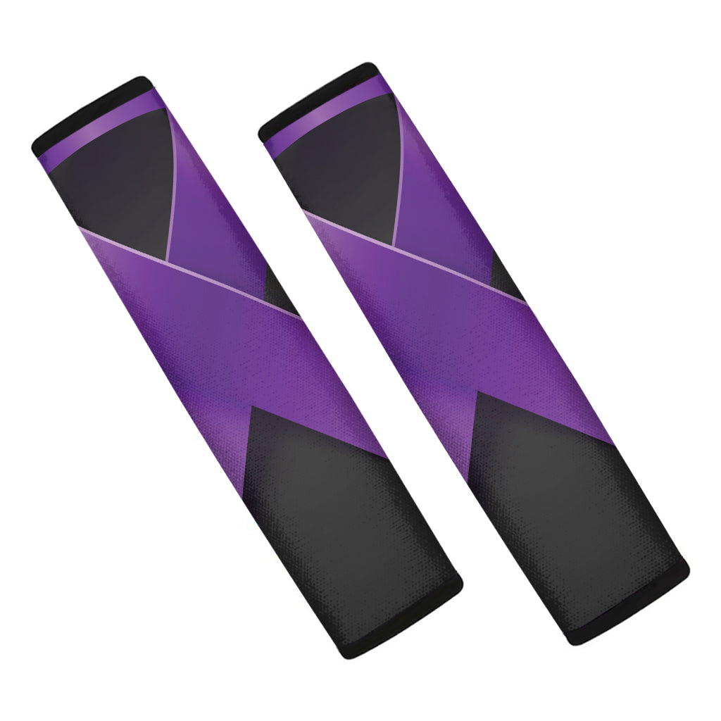 Purple All Cancer Awareness Ribbon Print Car Seat Belt Covers