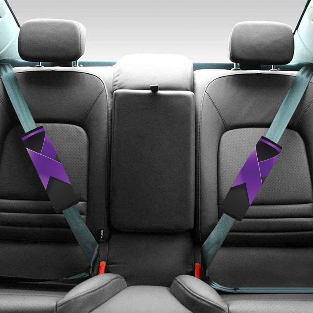 Purple All Cancer Awareness Ribbon Print Car Seat Belt Covers