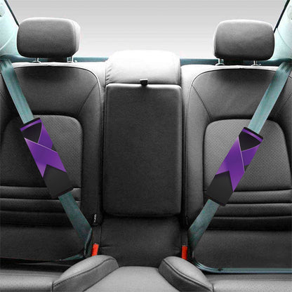 Purple All Cancer Awareness Ribbon Print Car Seat Belt Covers