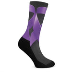 Purple All Cancer Awareness Ribbon Print Crew Socks