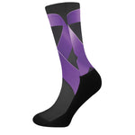 Purple All Cancer Awareness Ribbon Print Crew Socks