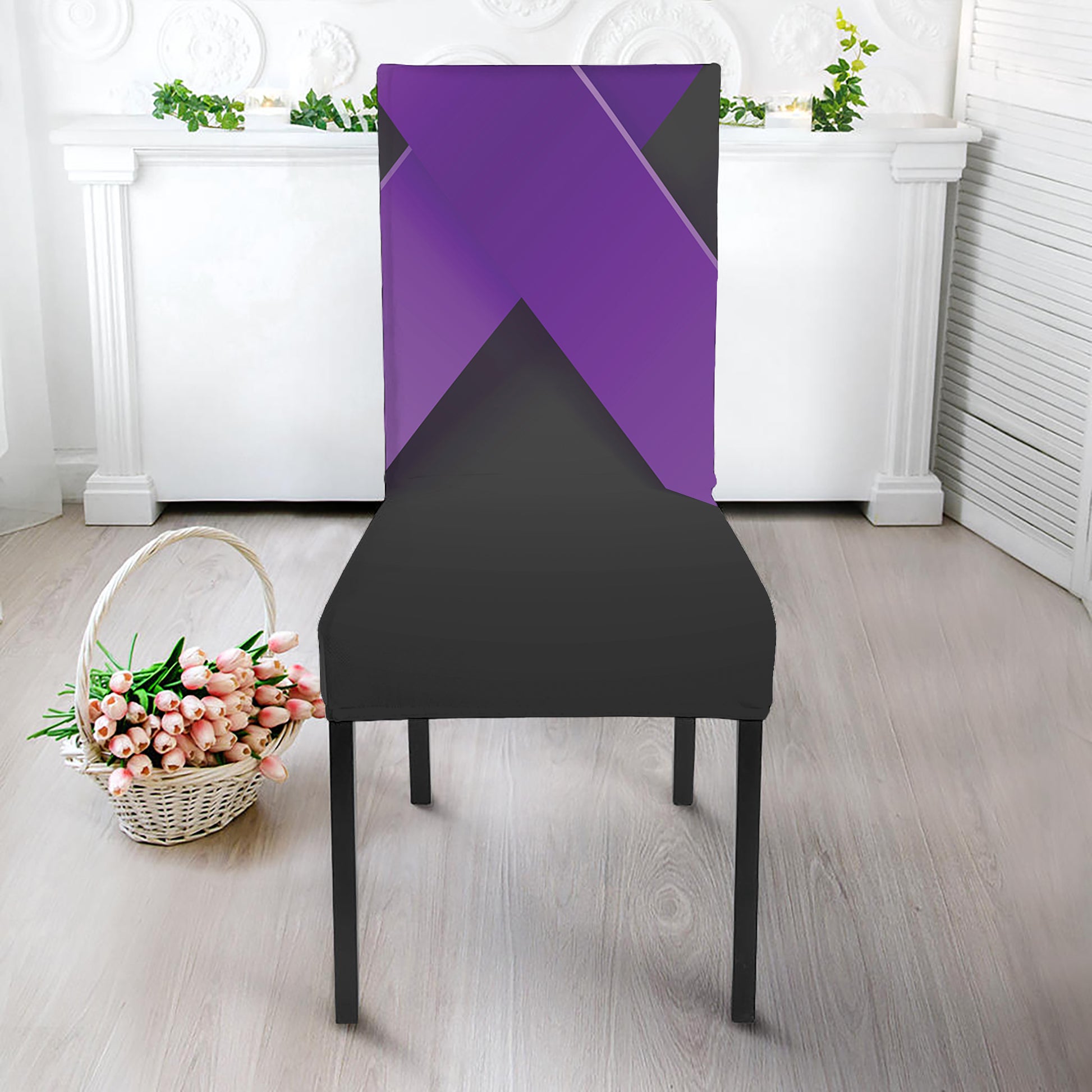 Purple All Cancer Awareness Ribbon Print Dining Chair Slipcover