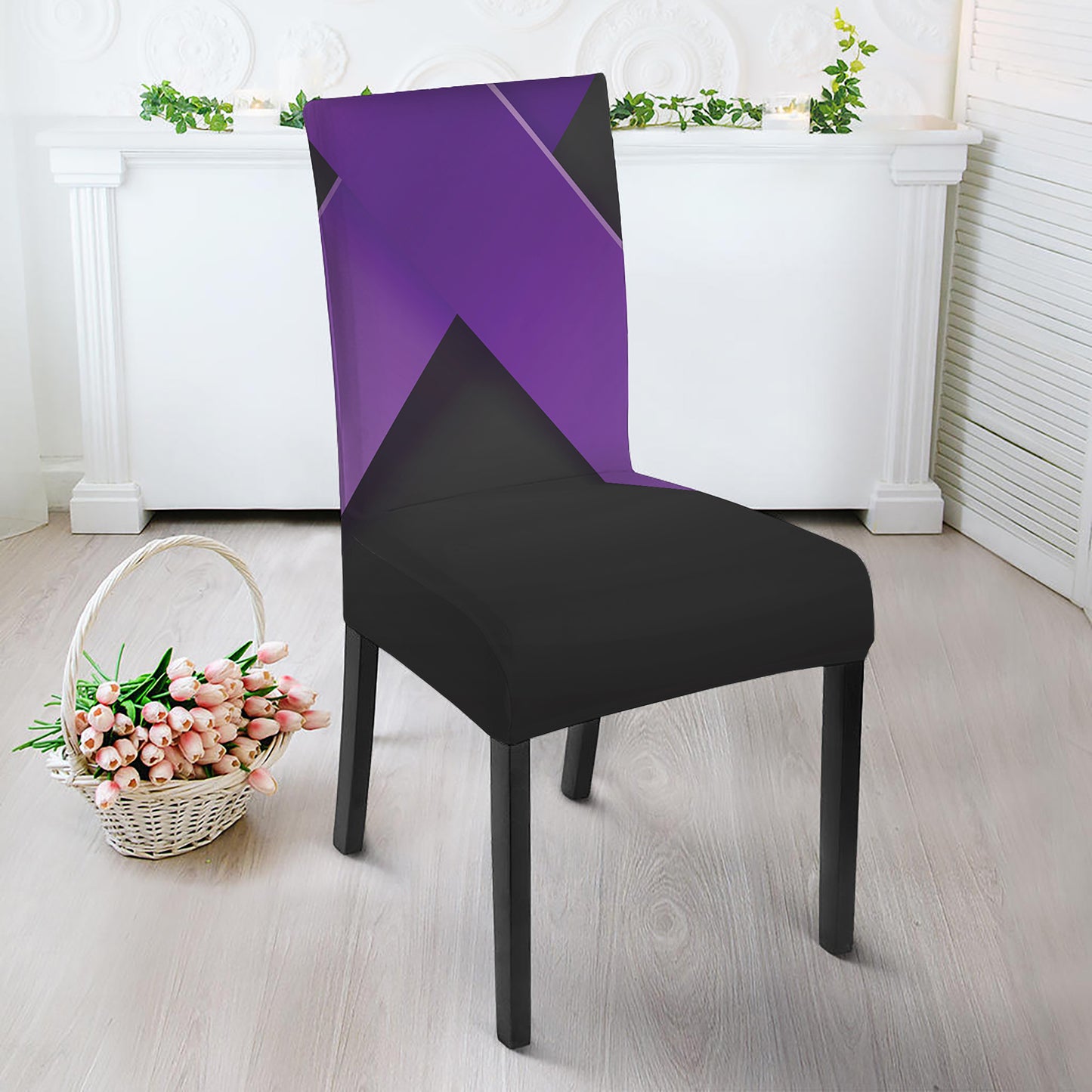 Purple All Cancer Awareness Ribbon Print Dining Chair Slipcover