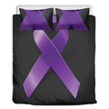 Purple All Cancer Awareness Ribbon Print Duvet Cover Bedding Set