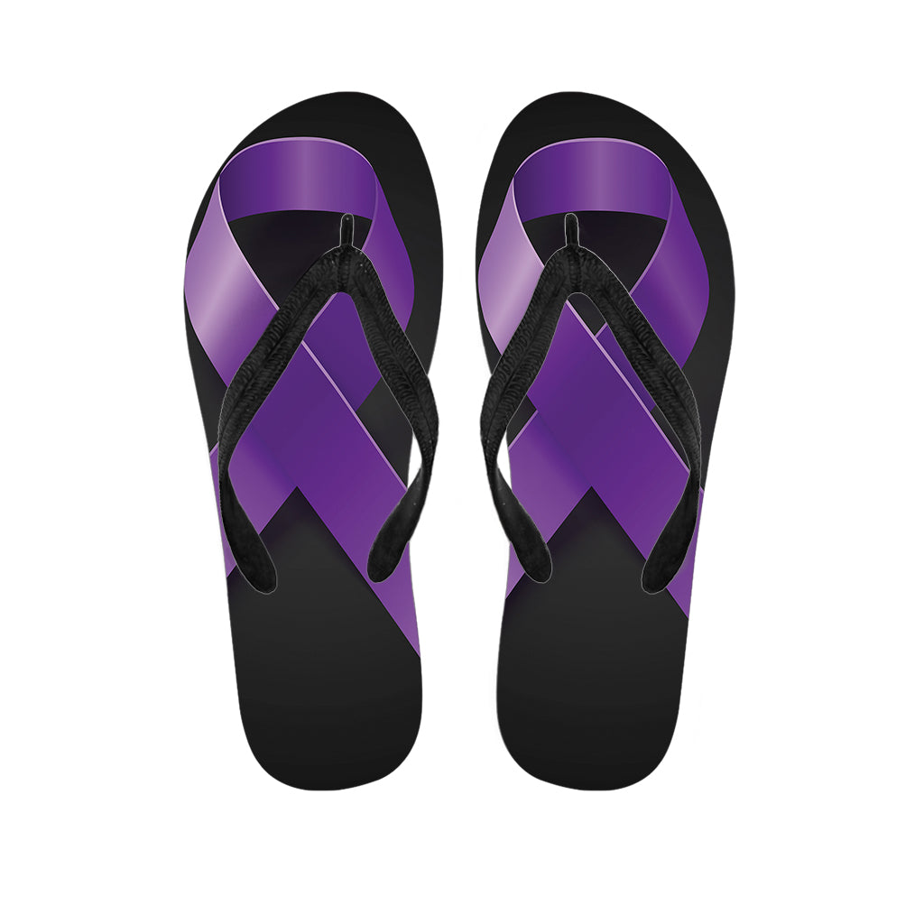 Purple All Cancer Awareness Ribbon Print Flip Flops