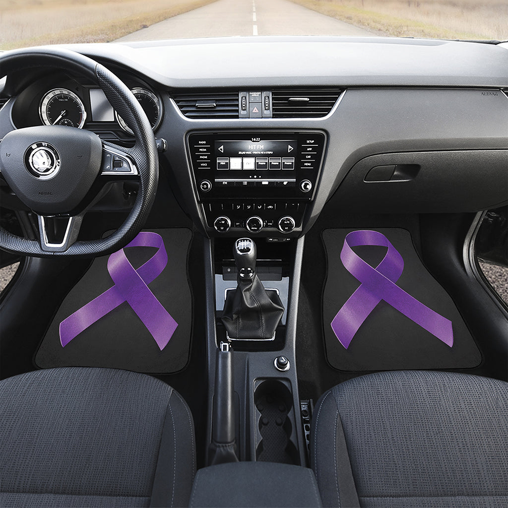Purple All Cancer Awareness Ribbon Print Front and Back Car Floor Mats