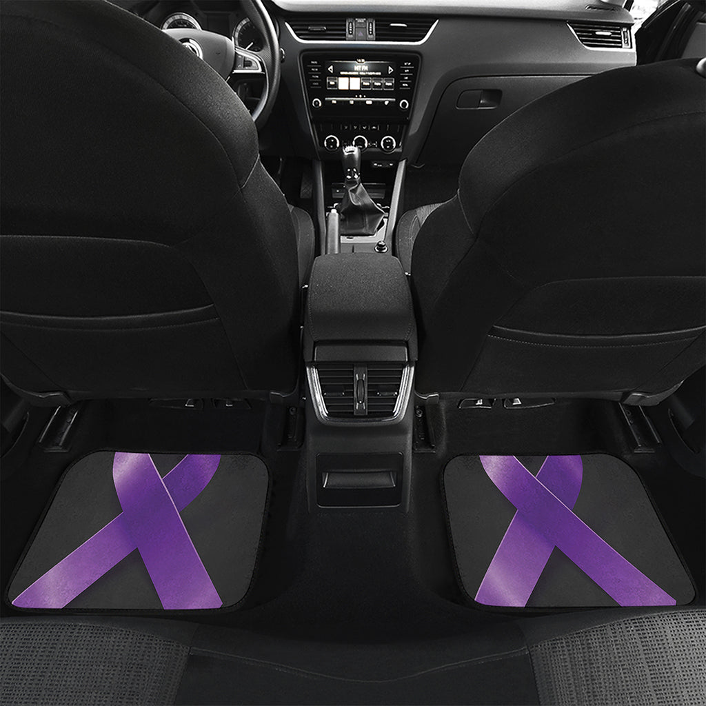 Purple All Cancer Awareness Ribbon Print Front and Back Car Floor Mats