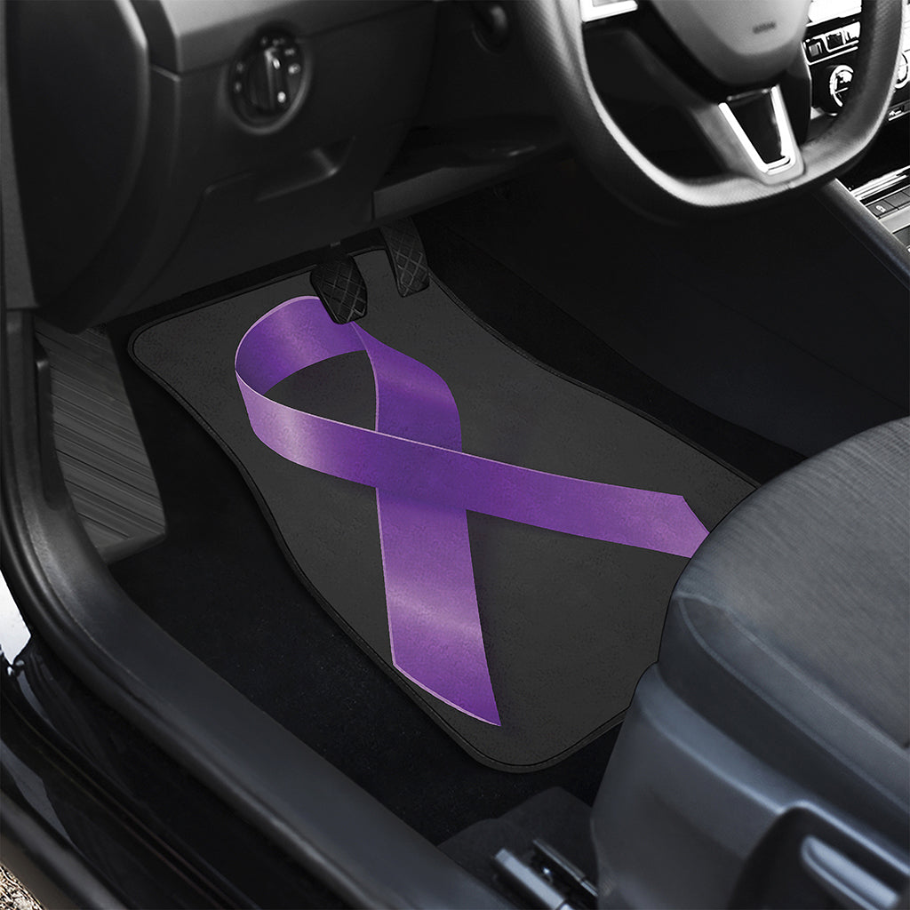Purple All Cancer Awareness Ribbon Print Front and Back Car Floor Mats