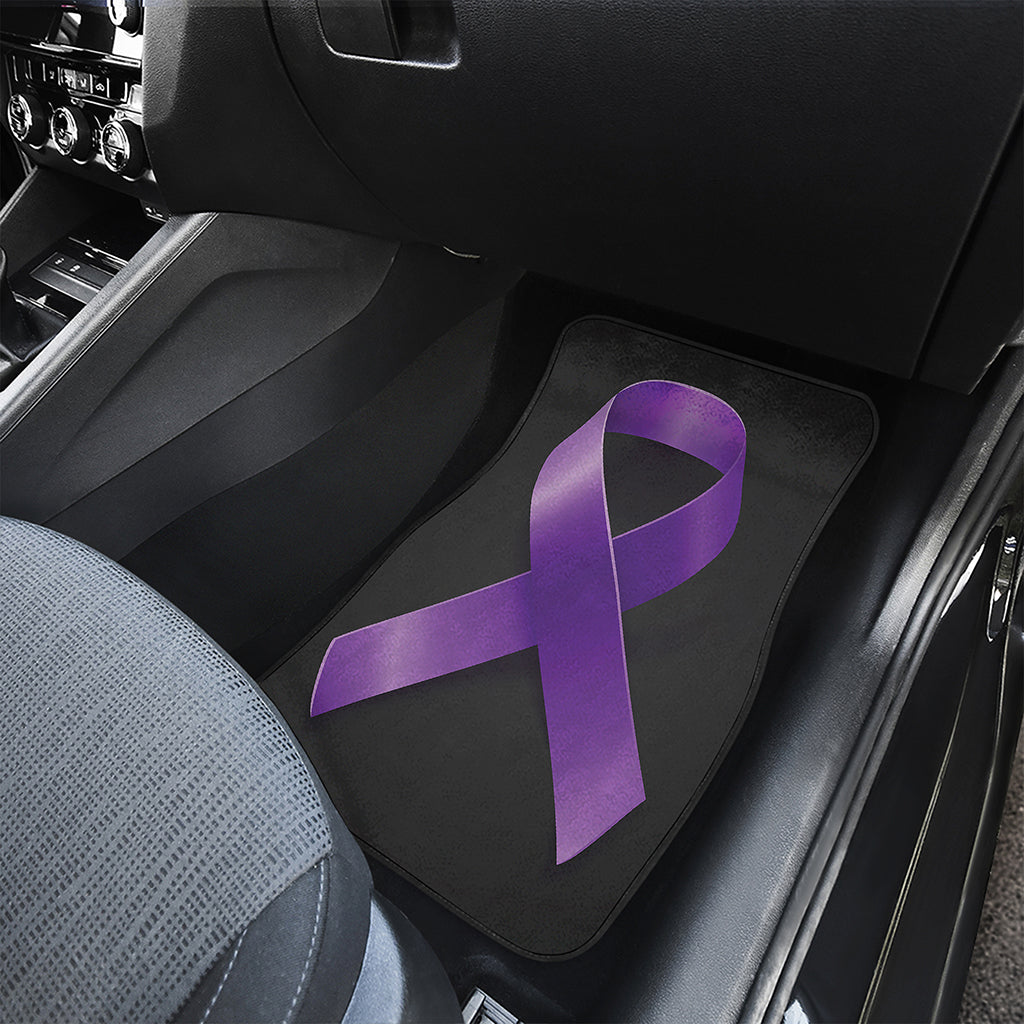 Purple All Cancer Awareness Ribbon Print Front and Back Car Floor Mats
