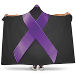 Purple All Cancer Awareness Ribbon Print Hooded Blanket