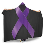 Purple All Cancer Awareness Ribbon Print Hooded Blanket