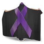 Purple All Cancer Awareness Ribbon Print Hooded Blanket