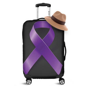 Purple All Cancer Awareness Ribbon Print Luggage Cover