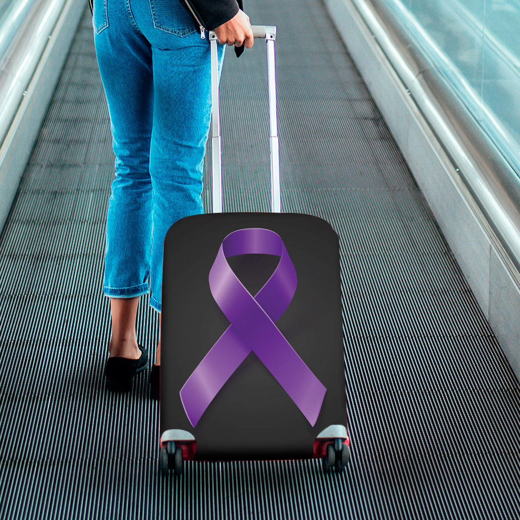 Purple All Cancer Awareness Ribbon Print Luggage Cover