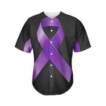 Purple All Cancer Awareness Ribbon Print Men's Baseball Jersey