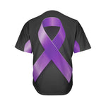 Purple All Cancer Awareness Ribbon Print Men's Baseball Jersey