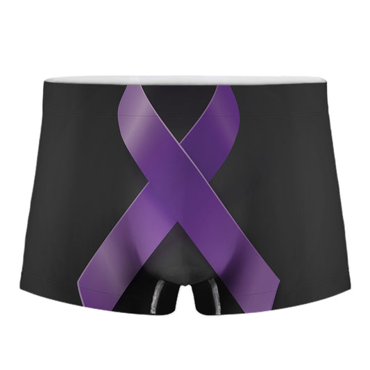 Purple All Cancer Awareness Ribbon Print Men's Boxer Briefs