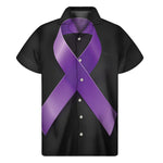 Purple All Cancer Awareness Ribbon Print Men's Short Sleeve Shirt