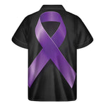 Purple All Cancer Awareness Ribbon Print Men's Short Sleeve Shirt