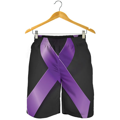 Purple All Cancer Awareness Ribbon Print Men's Shorts