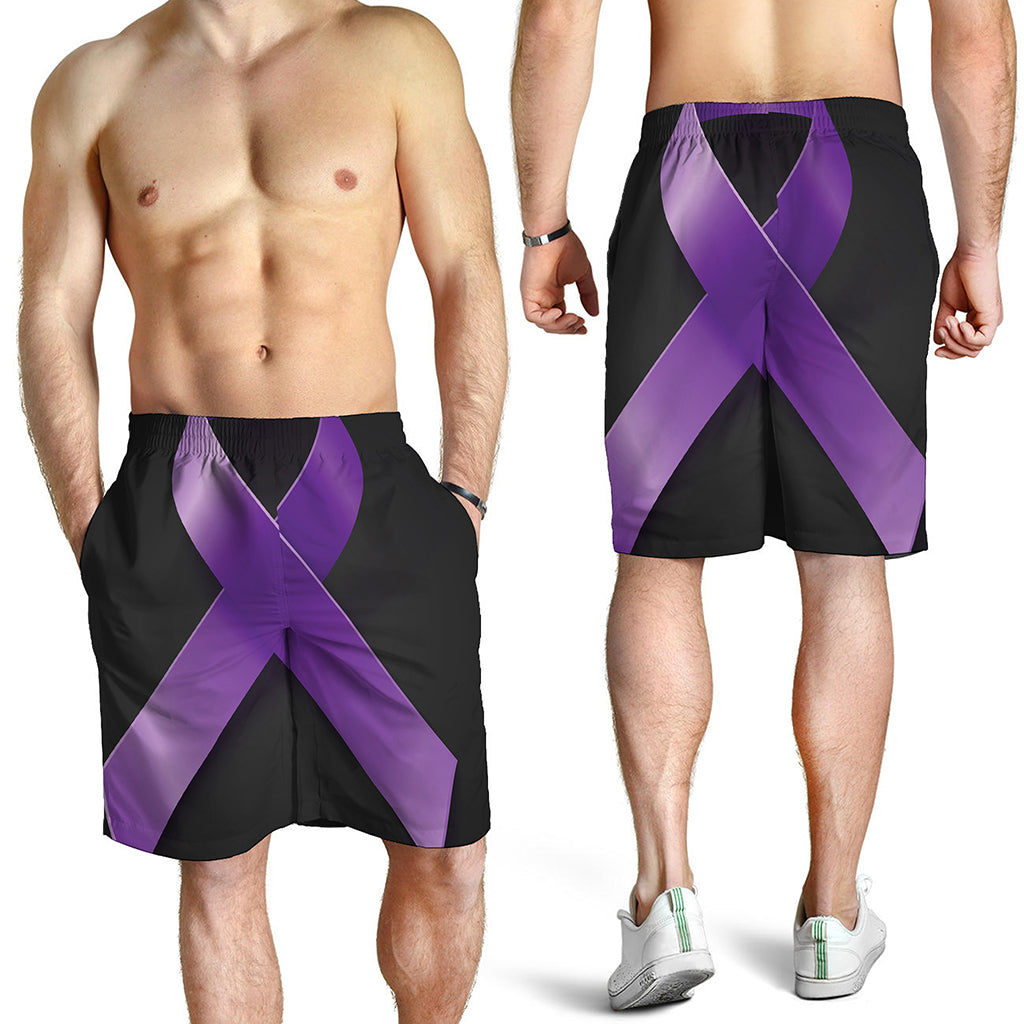 Purple All Cancer Awareness Ribbon Print Men's Shorts