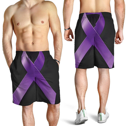 Purple All Cancer Awareness Ribbon Print Men's Shorts