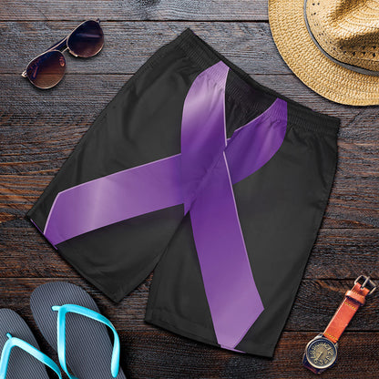 Purple All Cancer Awareness Ribbon Print Men's Shorts