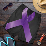 Purple All Cancer Awareness Ribbon Print Men's Shorts