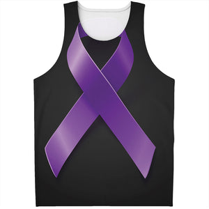 Purple All Cancer Awareness Ribbon Print Men's Tank Top