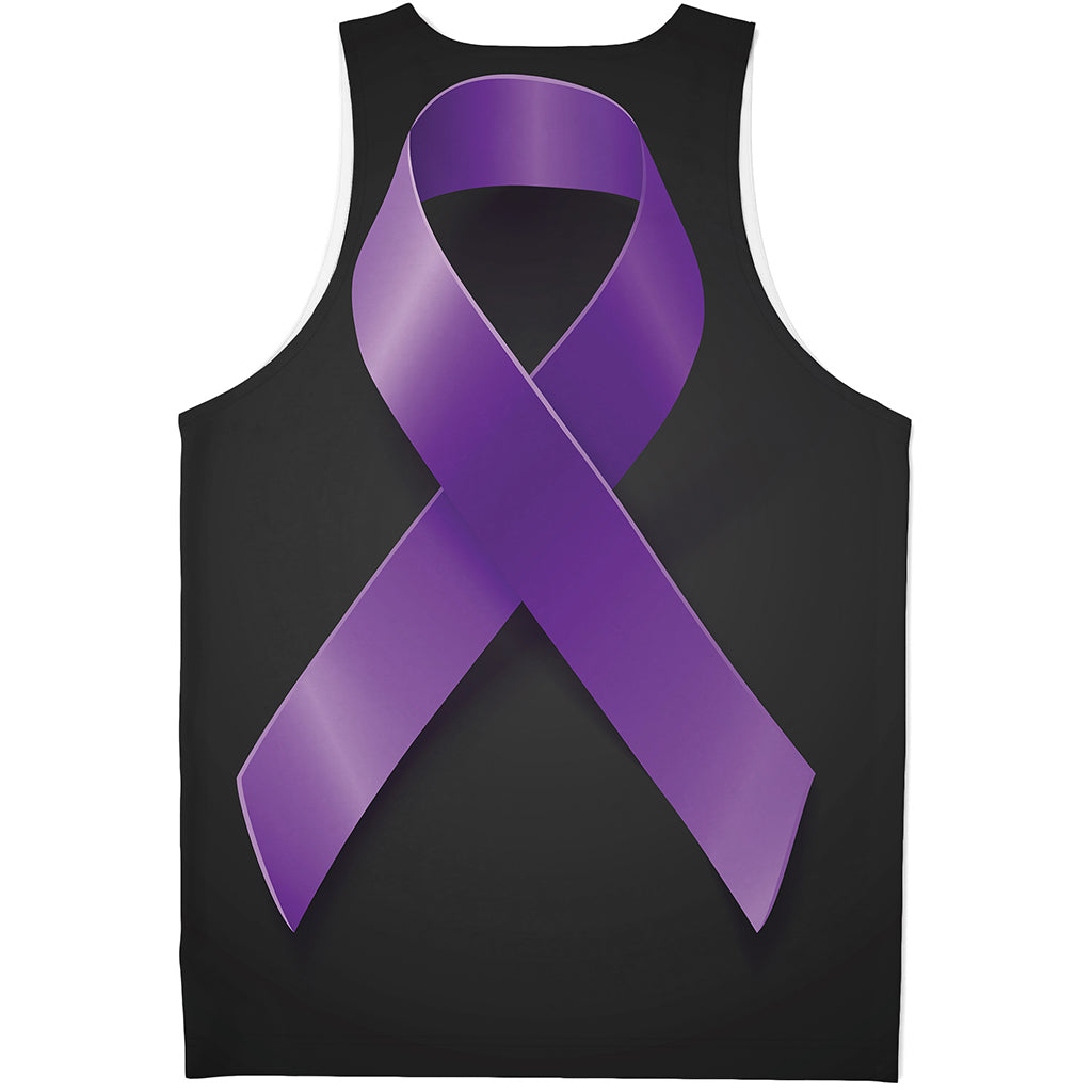 Purple All Cancer Awareness Ribbon Print Men's Tank Top