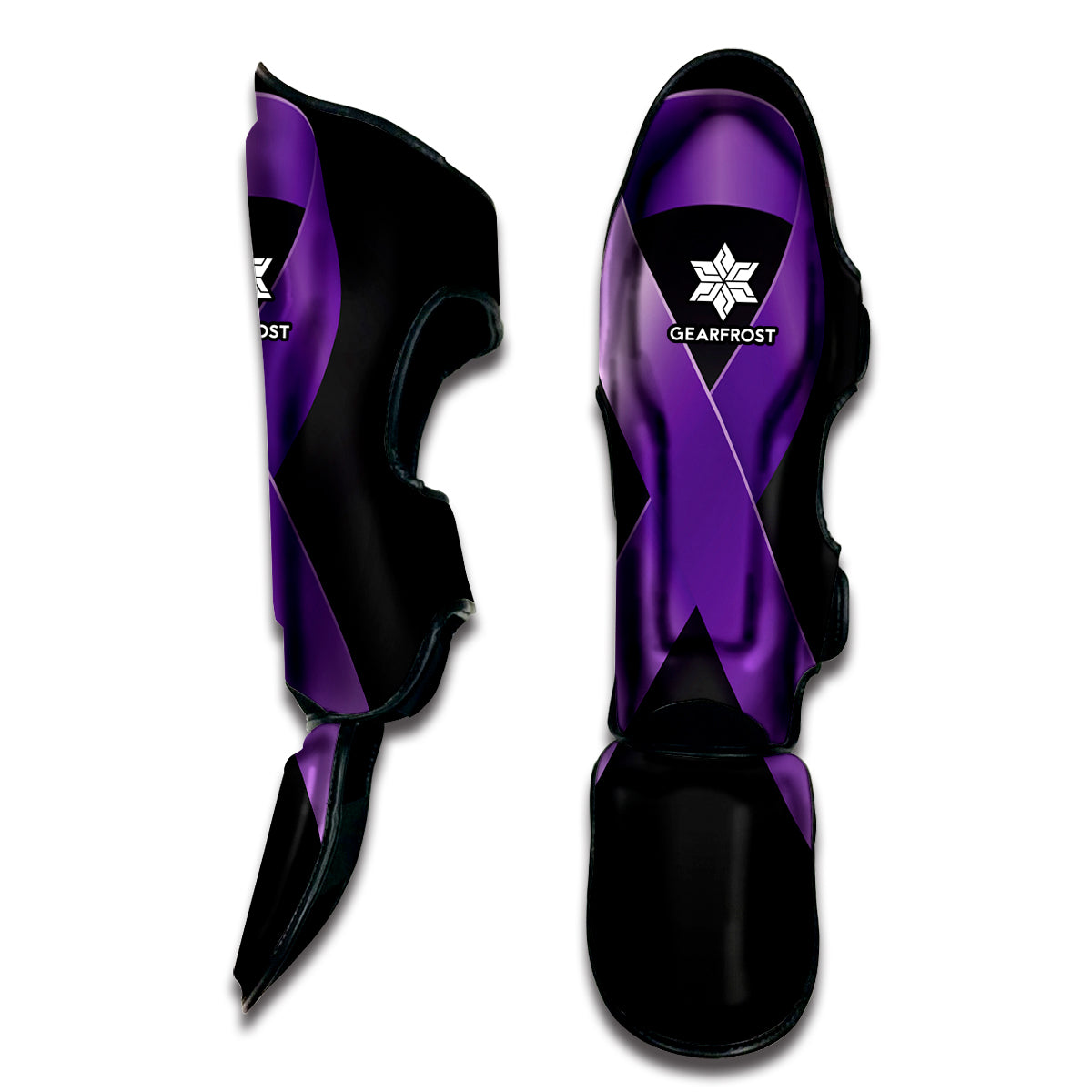 Purple All Cancer Awareness Ribbon Print Muay Thai Shin Guard