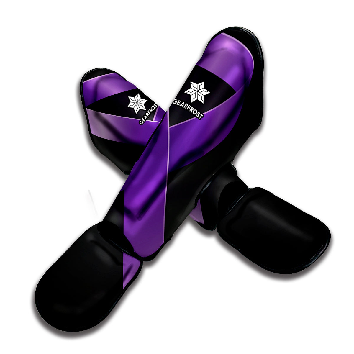 Purple All Cancer Awareness Ribbon Print Muay Thai Shin Guard