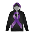Purple All Cancer Awareness Ribbon Print Pullover Hoodie