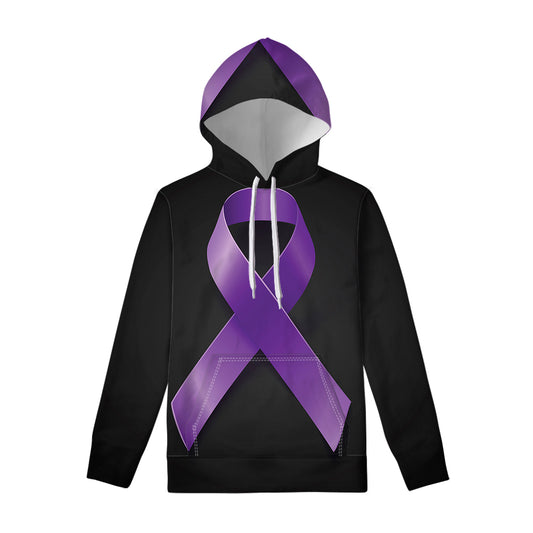 Purple All Cancer Awareness Ribbon Print Pullover Hoodie